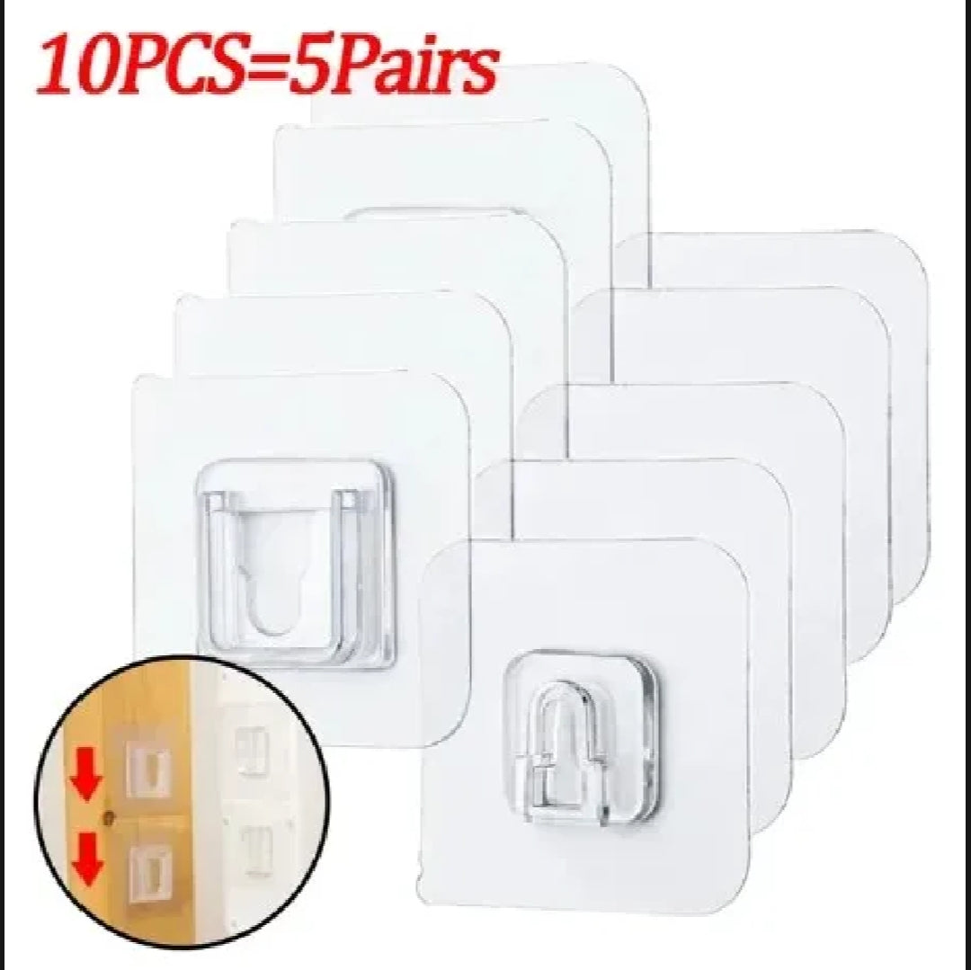 Premium Transparent Adhesive Wall Hook 5 pairs ( 10 PCs )
