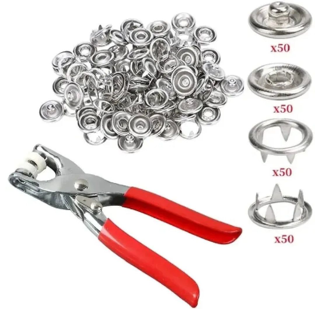 Snap Button Fastener Kit with Piler Tool