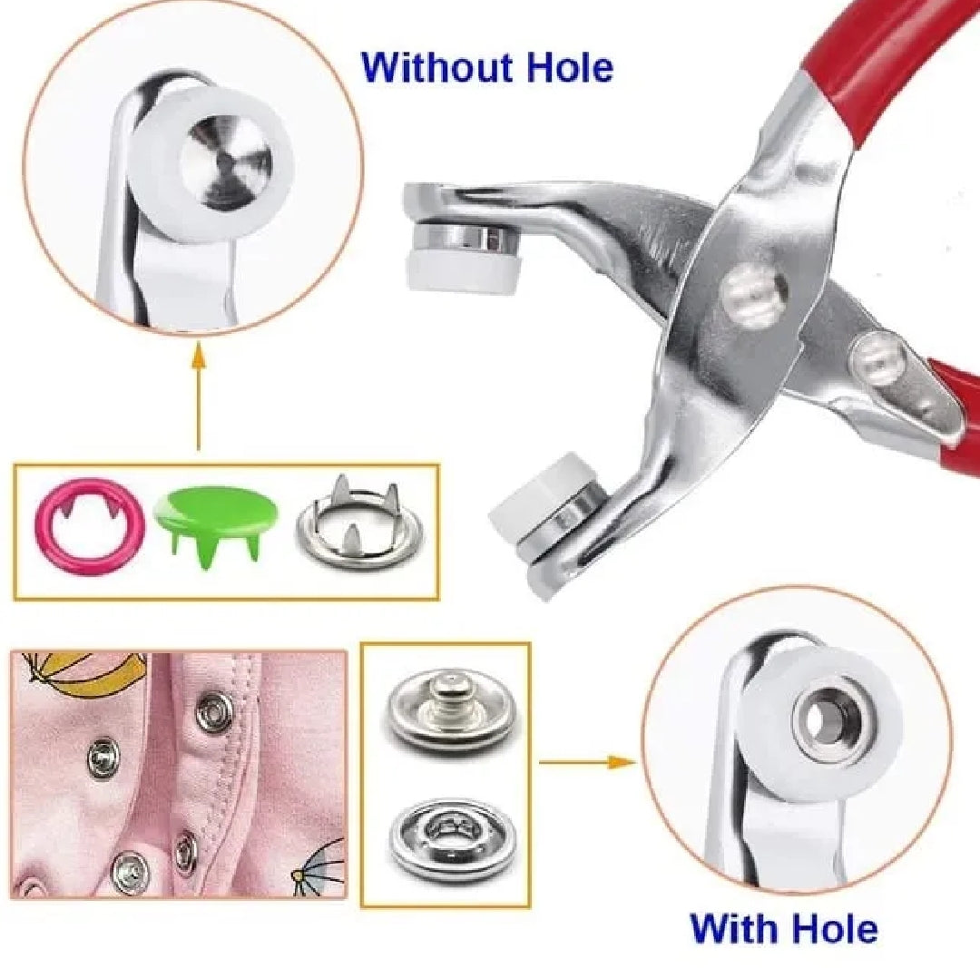 Snap Button Fastener Kit with Piler Tool