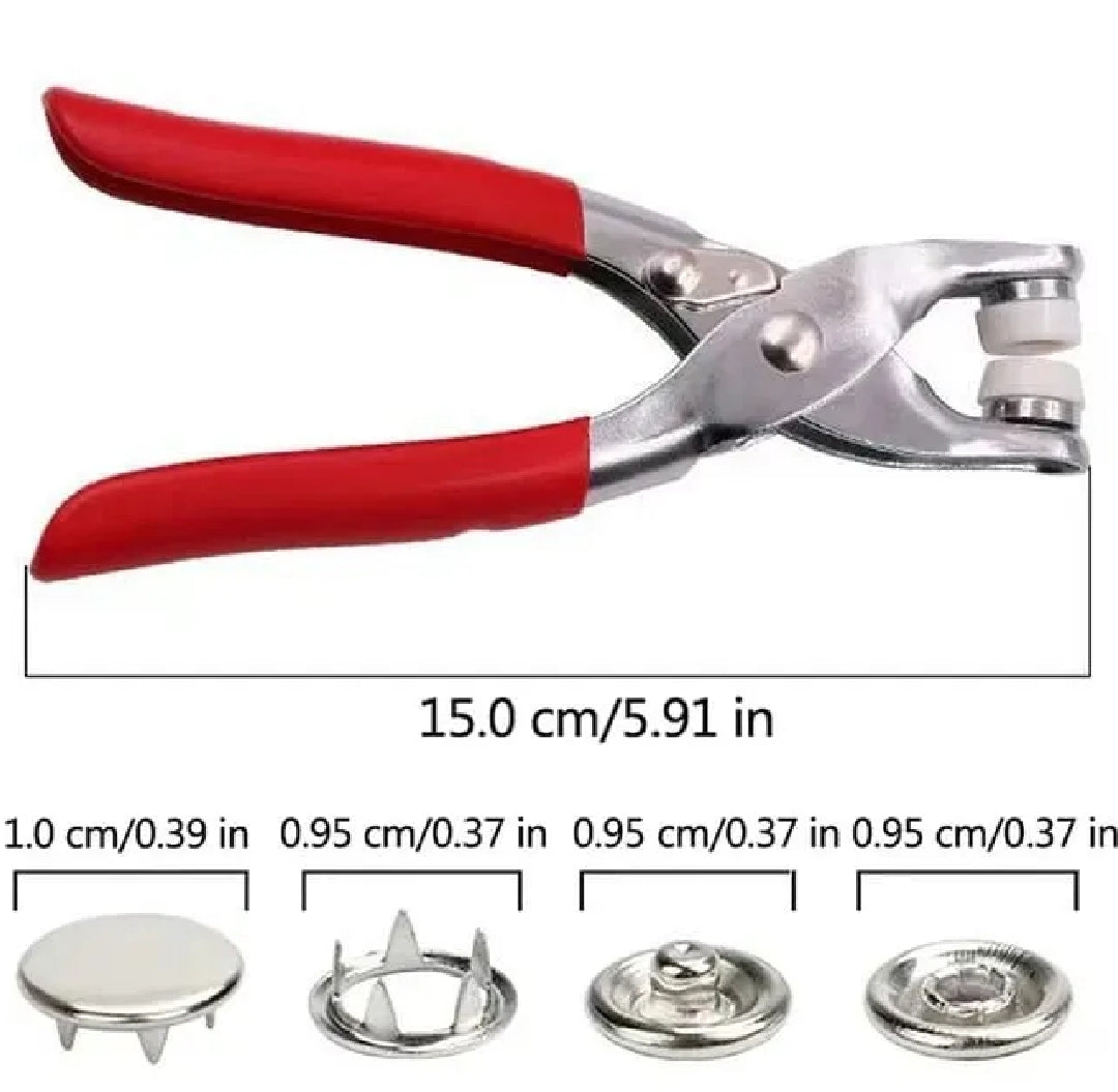 Snap Button Fastener Kit with Piler Tool