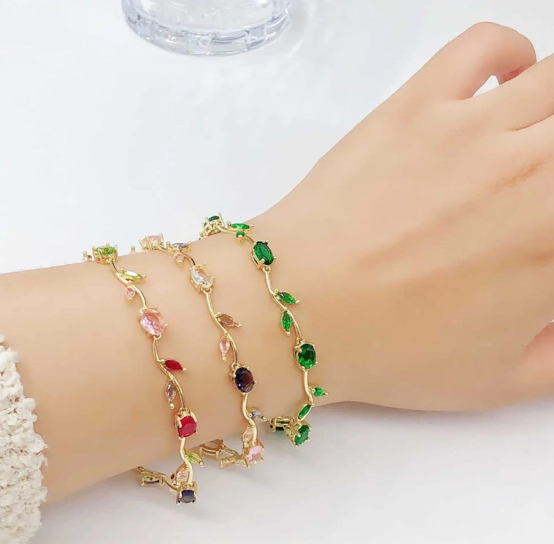 Elegant Vine-Style Crystal Stainless Steel Bracelet – Tarnish Resistant