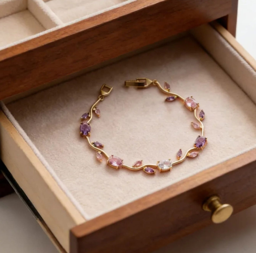 Elegant Vine-Style Crystal Stainless Steel Bracelet – Tarnish Resistant