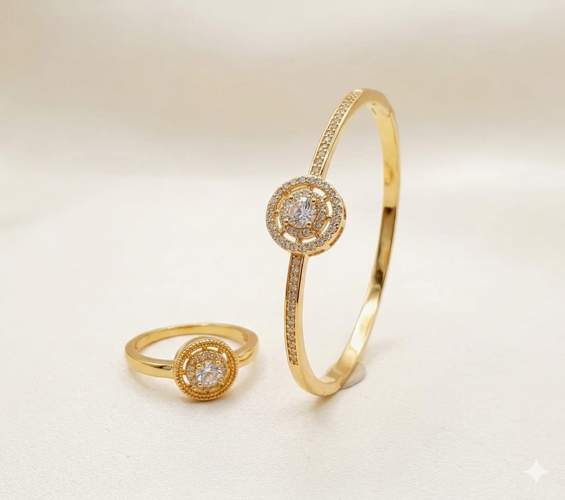 Golden Halo Bangle & Ring Set