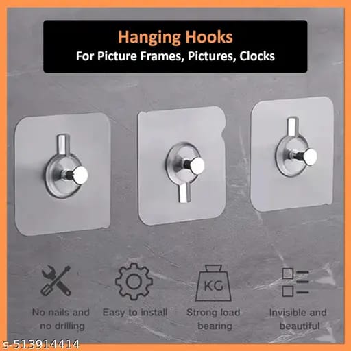 Premium Transparent Adhesive Wall Hooks 5 pairs ( 10 PCs )