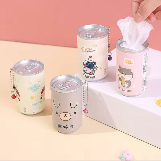 Cute Mini Portable Tissue Can Dispenser with Keychain
