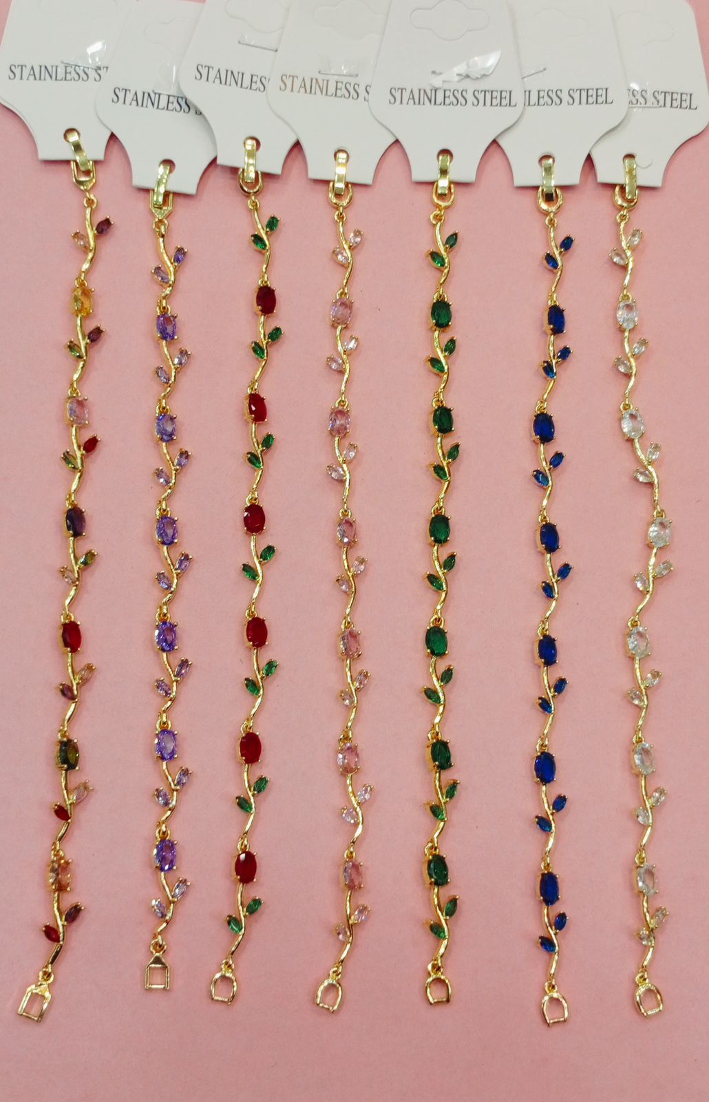 Elegant Vine-Style Crystal Stainless Steel Bracelet – Tarnish Resistant