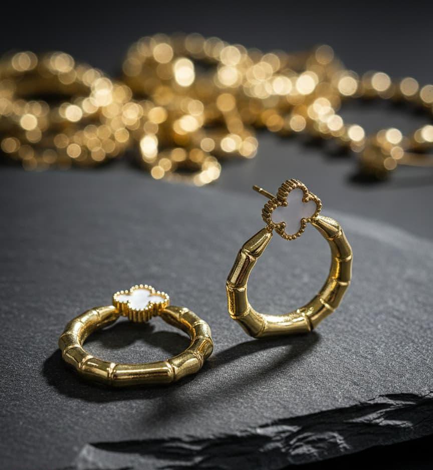 Elegant Clover Hoop Earrings for Women – Stylish Fashion Earrings (Black, White & Green Available)