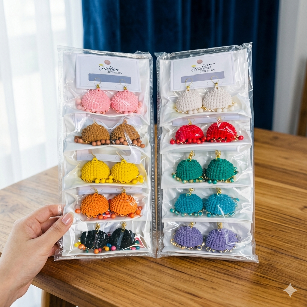 Multicolor Traditional Jhumka Set , Handmade Silk Thread Jhumka Earrings – Pick Your Color!